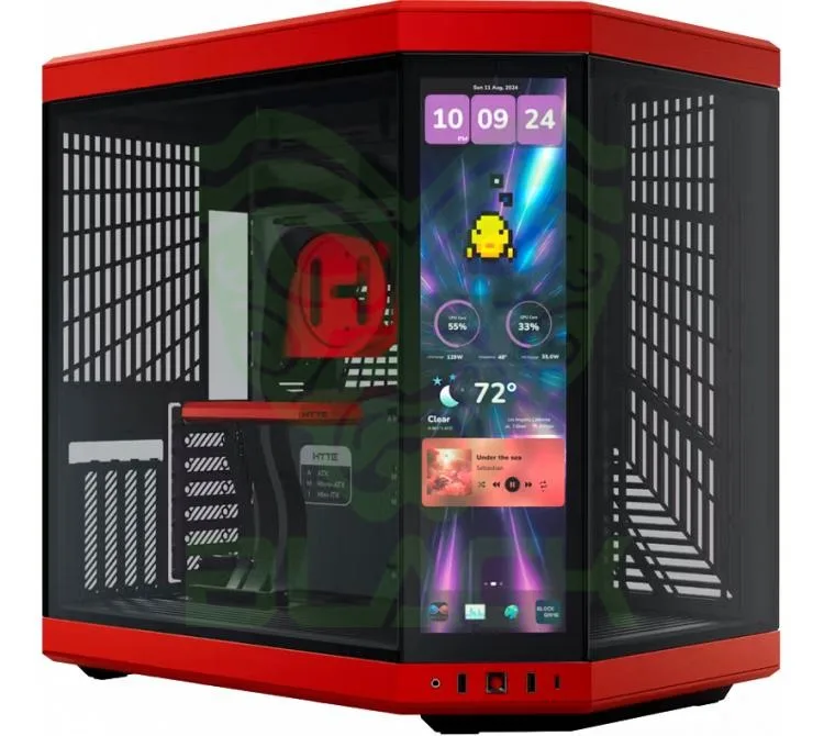 GABINETE HYTE Y70 TOUCH INFINITE BLACK CHERRY VIDRIO TEMPLADO PANTALLA TACTIL 2.5K LCD IPS 60HZ INC. CABLE RISER PCIE 4X16 USB-C 3.2
