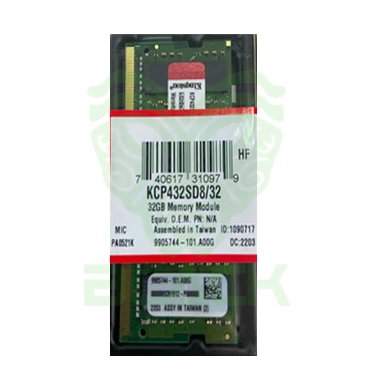 MEMORIA RAM KINGSTON 32GB 3200MHZ DDR4 NO ECC MODULE