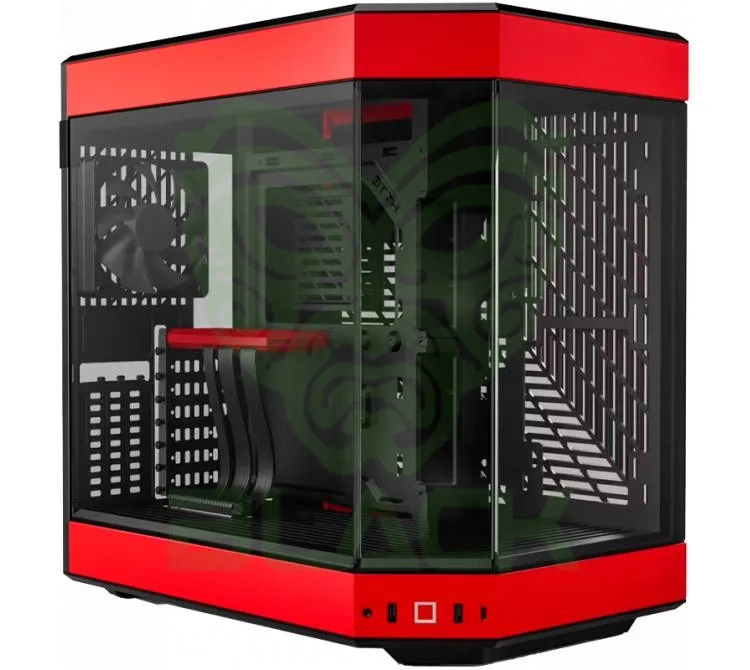GABINETE HYTE Y60 BLACK/RED VIDRIO TEMPLADO 3X120MM FLOW FE12 FANS VERTICAL GPU MOUNT INC. CABLE RISER PCIE 4X16 USB-C 3.2