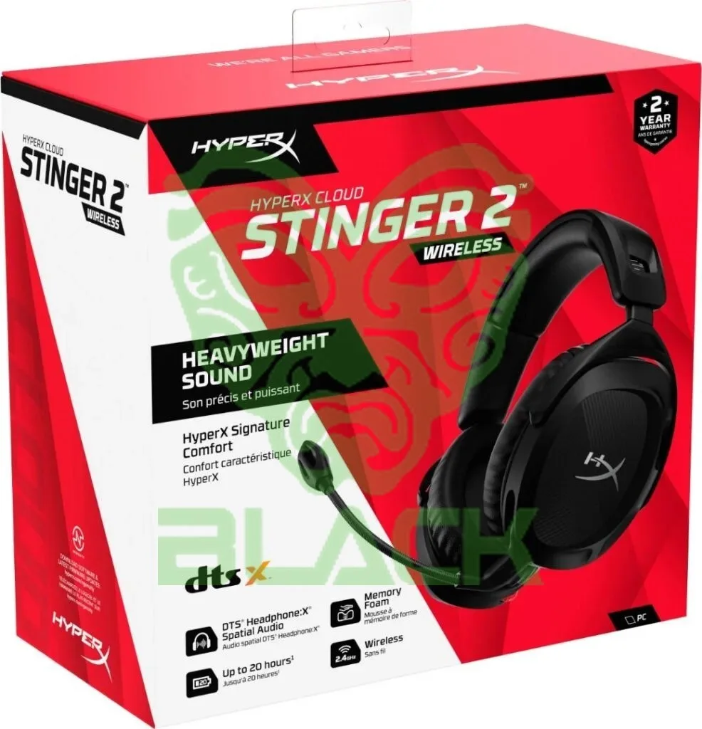 AURICULARES HYPERX CLOUD STINGER 2 WIRELESS 2.4GHZ DTS X SOUND BLACK 20HS