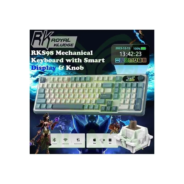 TECLADO ROYAL KLUDGE RKS98 WIRELESS PHANTOM SWITCH BROWN 96%