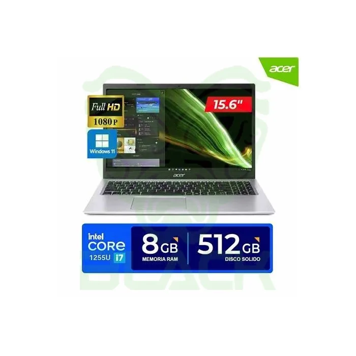 NOTEBOOK ACER ASPIRE 3 CI7 1255U /MEMORIA 8 GB/SDD 512 GB/15.6LED FHD/WINDOWS 11 HOME