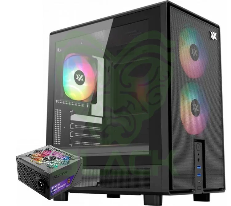 GABINETE XYZ ATOM BLACK 3X120MM ARGB FANS MESH BLACK USB-C GEN2 VIDRIO TEMPLADO