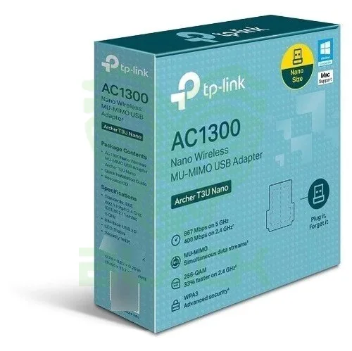 PLACA DE RED USB NANO TP-LINK (ARCHERT3UN) DUAL BAND AC1300