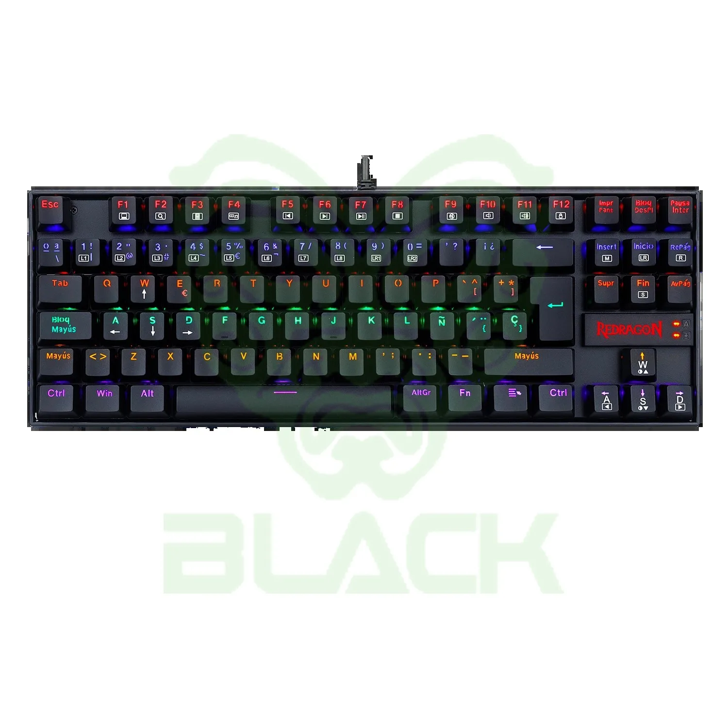 TECLADO REDRAGON KUMARA 2 K552 RAINBOW NEGRO