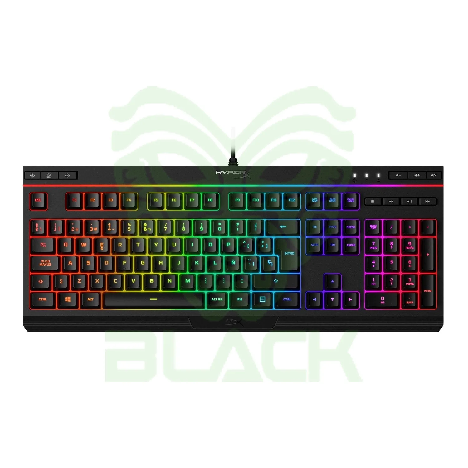 TECLADO C/CABLE HYPERX ALLOY CORE RGB LA NEGRO