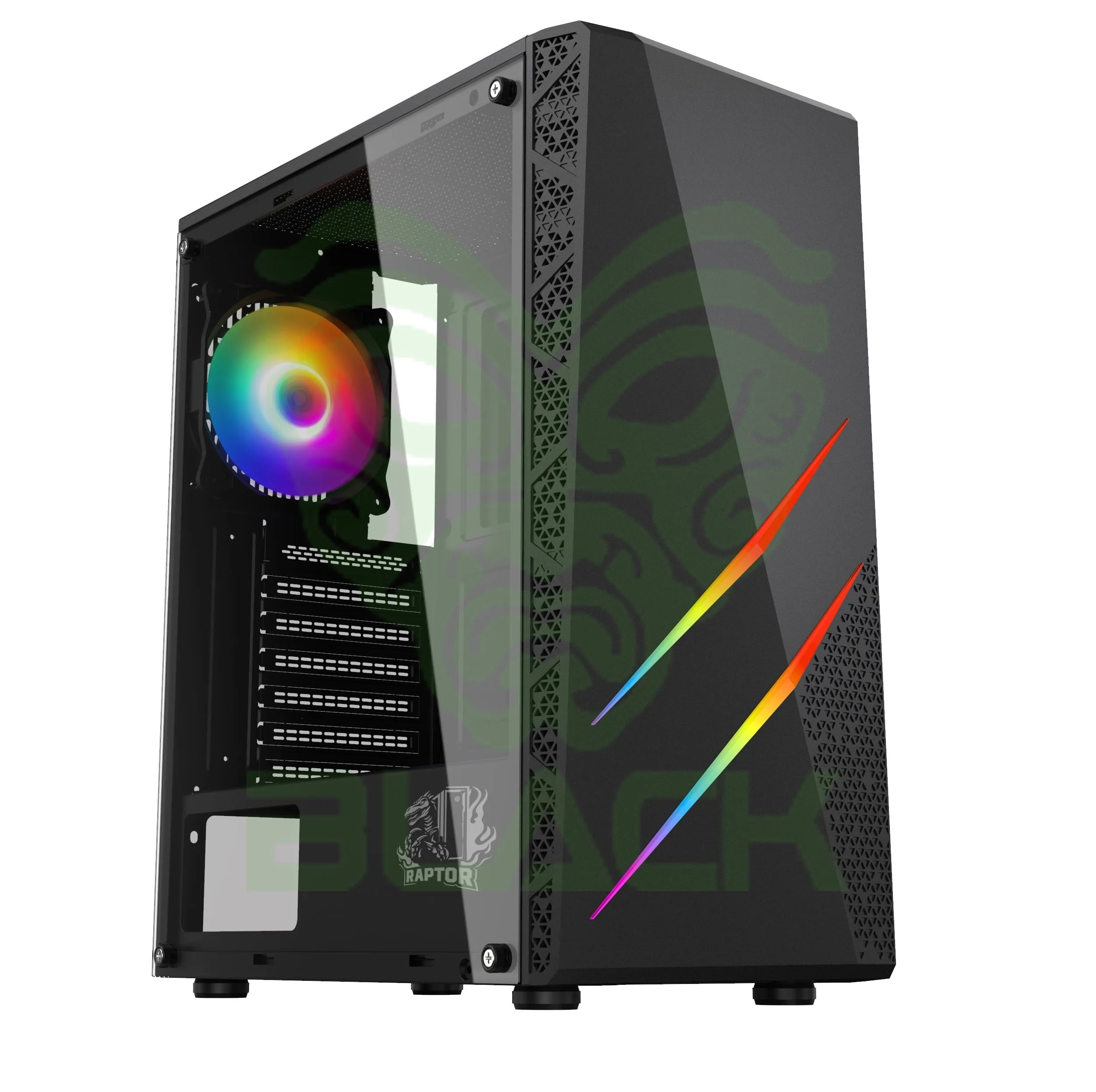 GABINETE RAPTOR BLAZE FORCE TG MID-TOWER RGB FAN X1 W/BUTTON CONTROL