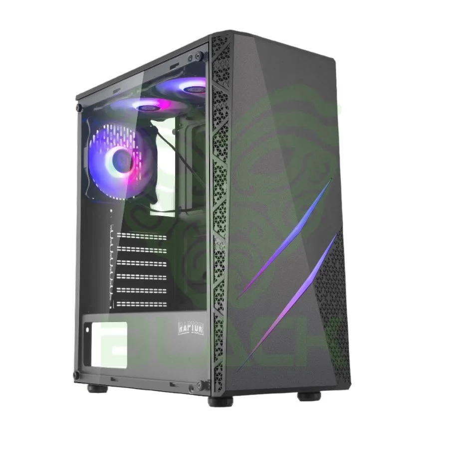 GABINETE RAPTOR BLAZE FORCE V2 TG MID-TOWER RGB FAN X3 W/BUTTON CONTROL