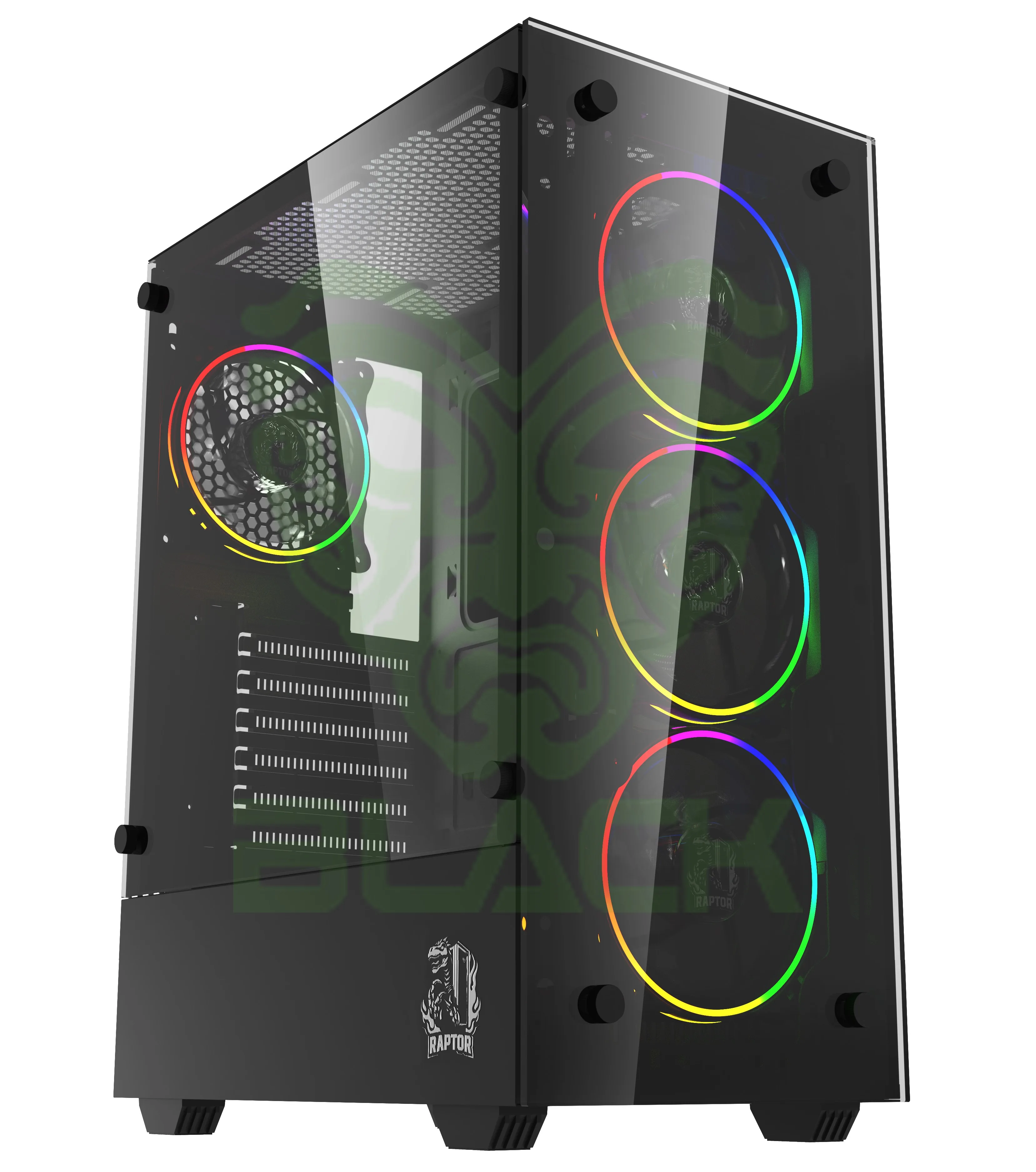 GABINETE RAPTOR SENTINEL TG MID-TOWER RGB FAN X4 W/BUTTON CONTROL