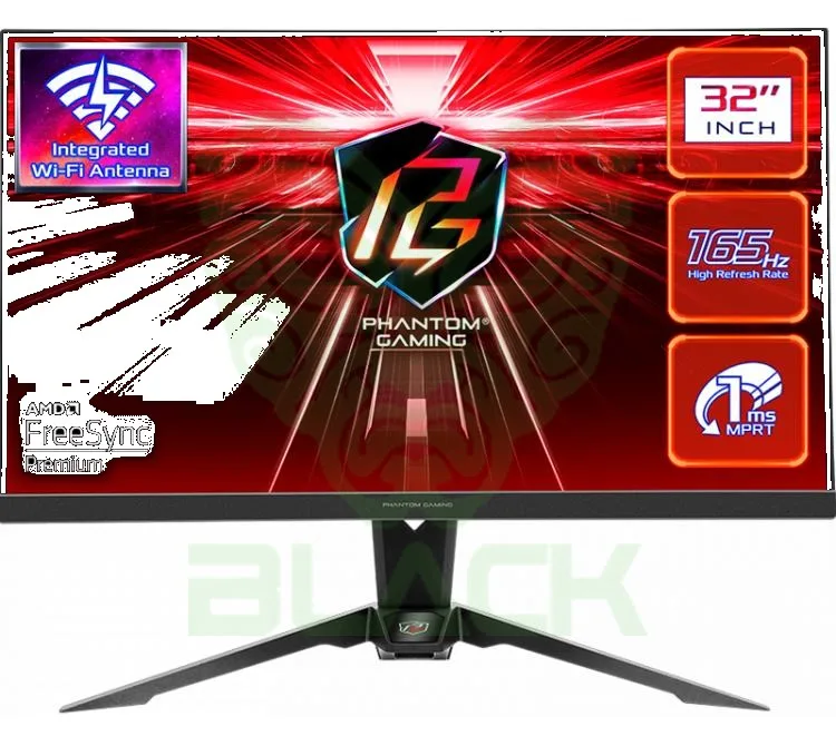MONITOR GAMER ASROCK PHANTOM PG32QF2B 31.5" VA QHD 1440P 165HZ FREESYNC ANTENA WIFI INTEGRADA