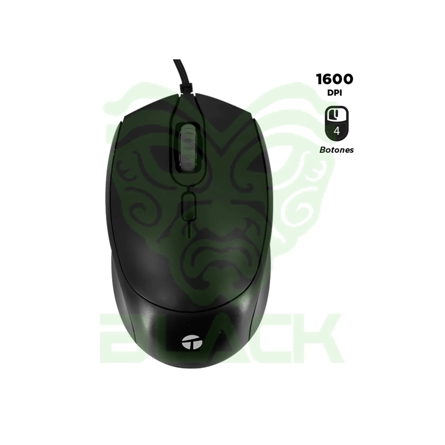 MOUSE TEROS TE-1222S C/CABLE BLACK