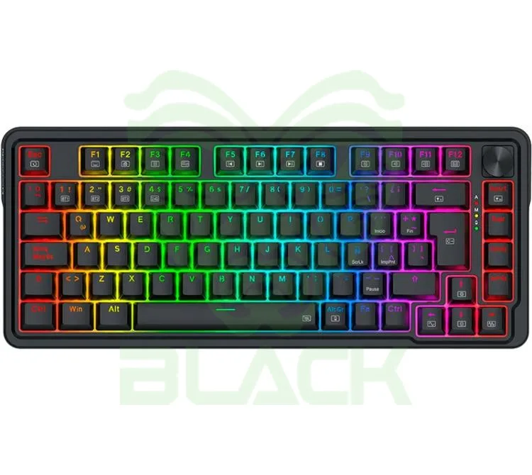 TECLADO MECANICO REDRAGON K673 UCAL PRO WIRELESS 2.4GHZ BLUETOOTH 75% SWITCH LINEAR RED BLACK RGB ESP