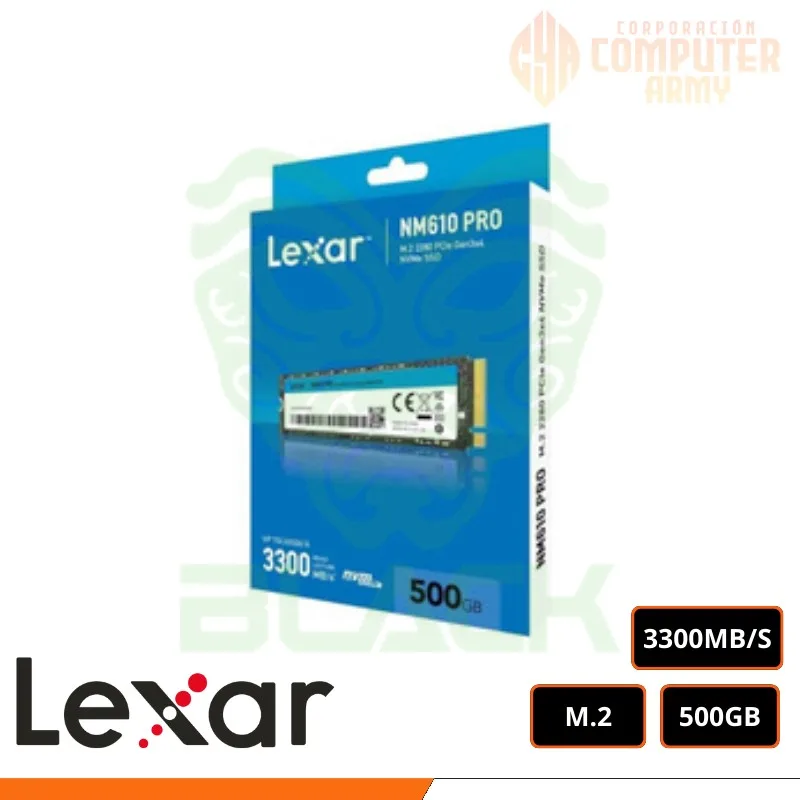 DISCO SOLIDO SSD LEXAR NM610 PRO 500GB M.2 2280 PCIE GEN 3X4 NVME