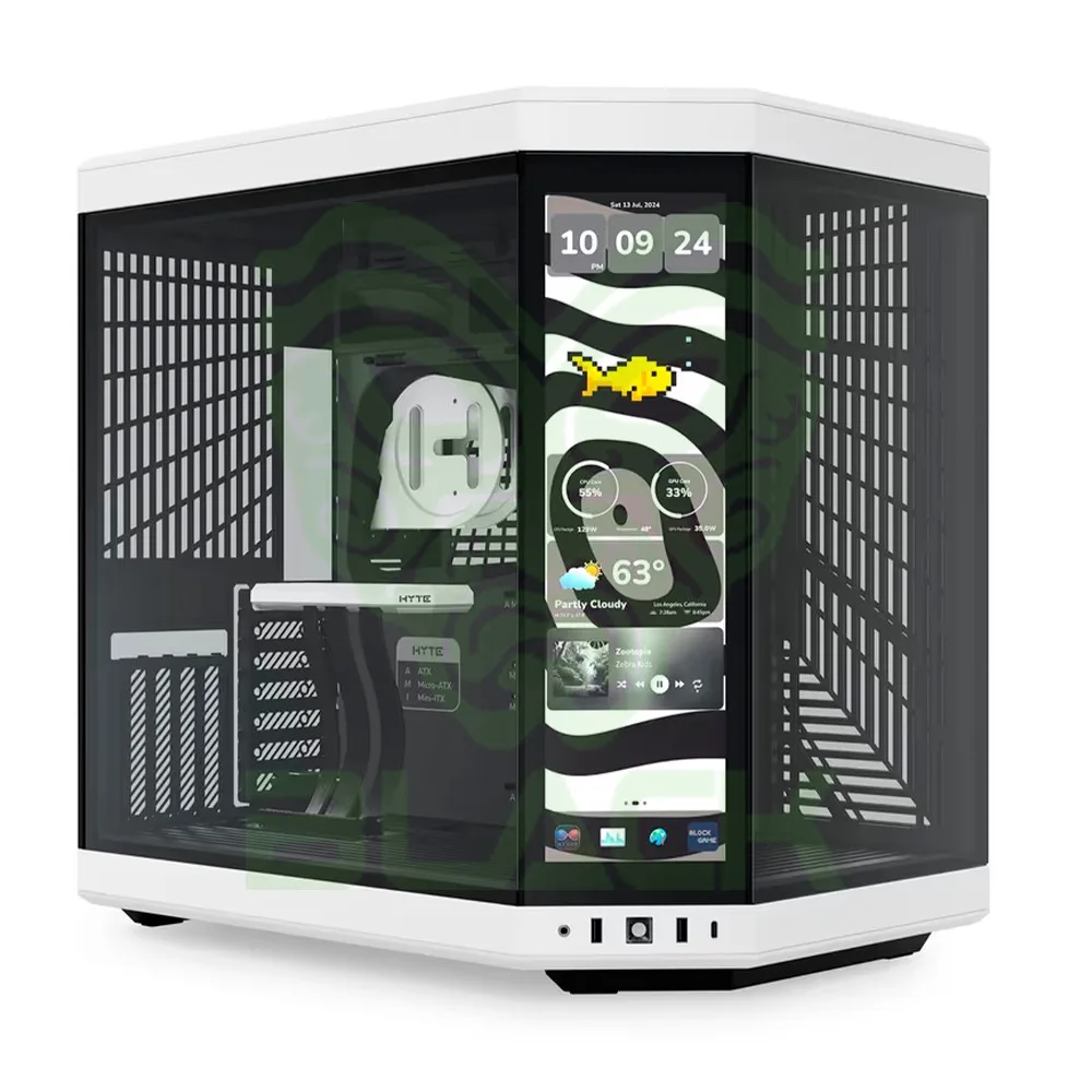 GABINETE HYTE Y70 TOUCH INFINITE PANDA VIDRIO TEMPLADO PANTALLA TACTIL 2.5K LCD IPS 60HZ INC. CABLE RISER PCIE 4X16 USB-C 3.2 BULK - OUTLET