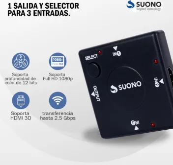 Adaptador Suono HDMI Switch (3 Entradas 1 Salida)