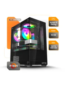 Pc Gamer AMD Ryzen 5 3400g 16GB SSD 480GB A520 600w Gab Gamer + Monitor