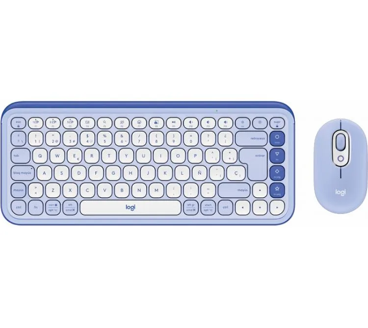 Combo Logitech Teclado Y Mouse Pop Icon Lila Bluetooth 5.1 Windows/Mac
