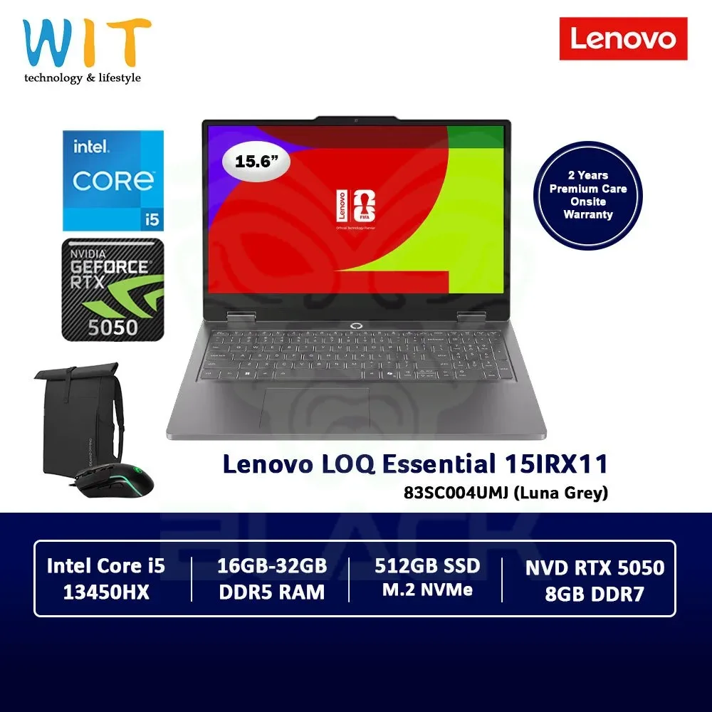 NOTEBOOK LENOVO LOQ ESSENTIAL 15IRX11 15.6" INTEL CORE I5 13450HX 16GB DDR5 SSD 512GB RTX 5050 8GB FREE DOS 83SC007PAR