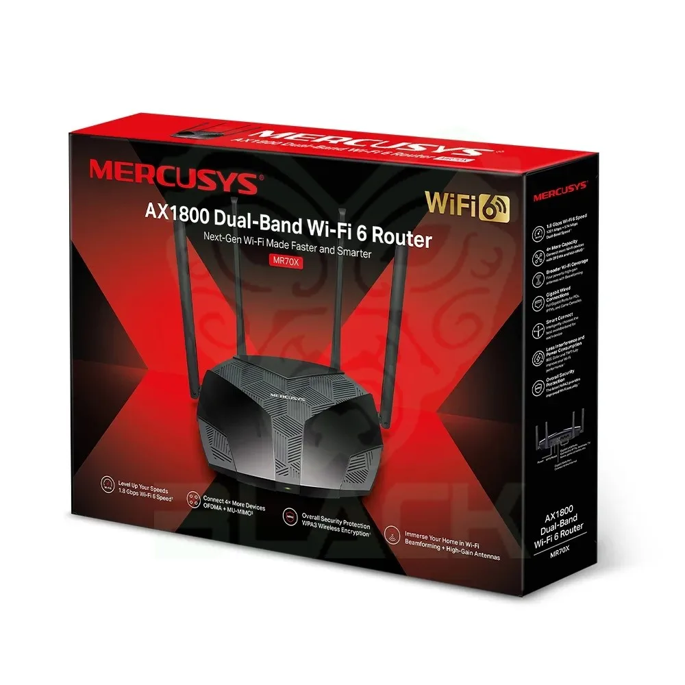 ROUTER MERCUSYS MR70X AX1800 DUAL BAND 4 ANTENAS WIFI 6