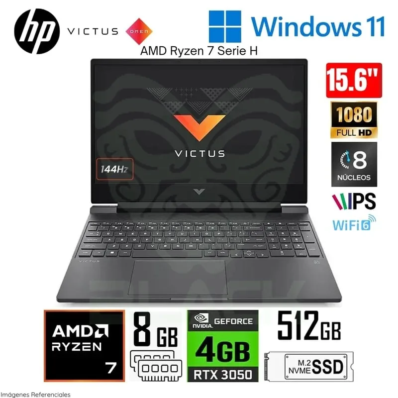NB HP 15.6 VICTUS R7-5800H 8GB 512G WIN11H RTX3050
