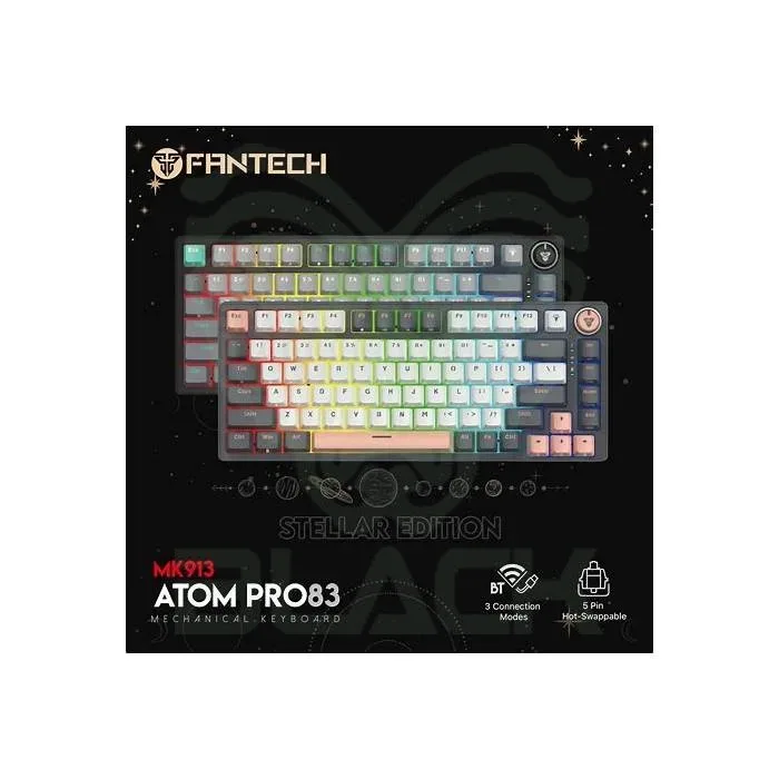 TECLADO MECÁNICO INALAMBRICO FANTECH ATOM PRO83 MK913 SATURN - GREY (RED SWITCH)
