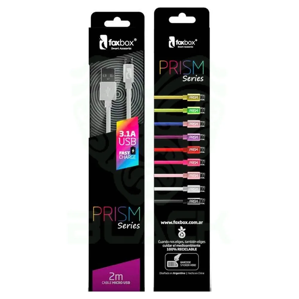 CABLE PRISM MICRO USB FOXBOX 2M BLANCO