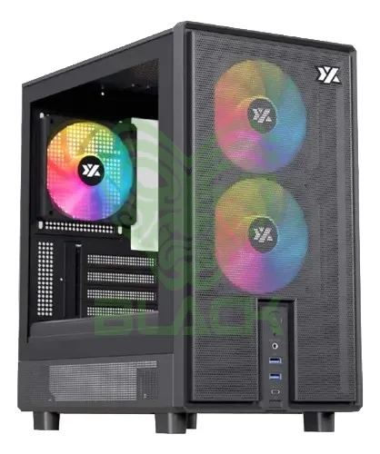 Combo Xyz Gabinete Atom Black 3x Fans ARGB Mesh Usb-c + Fuente 750w 80 Plus Bronze ARGB Phantom