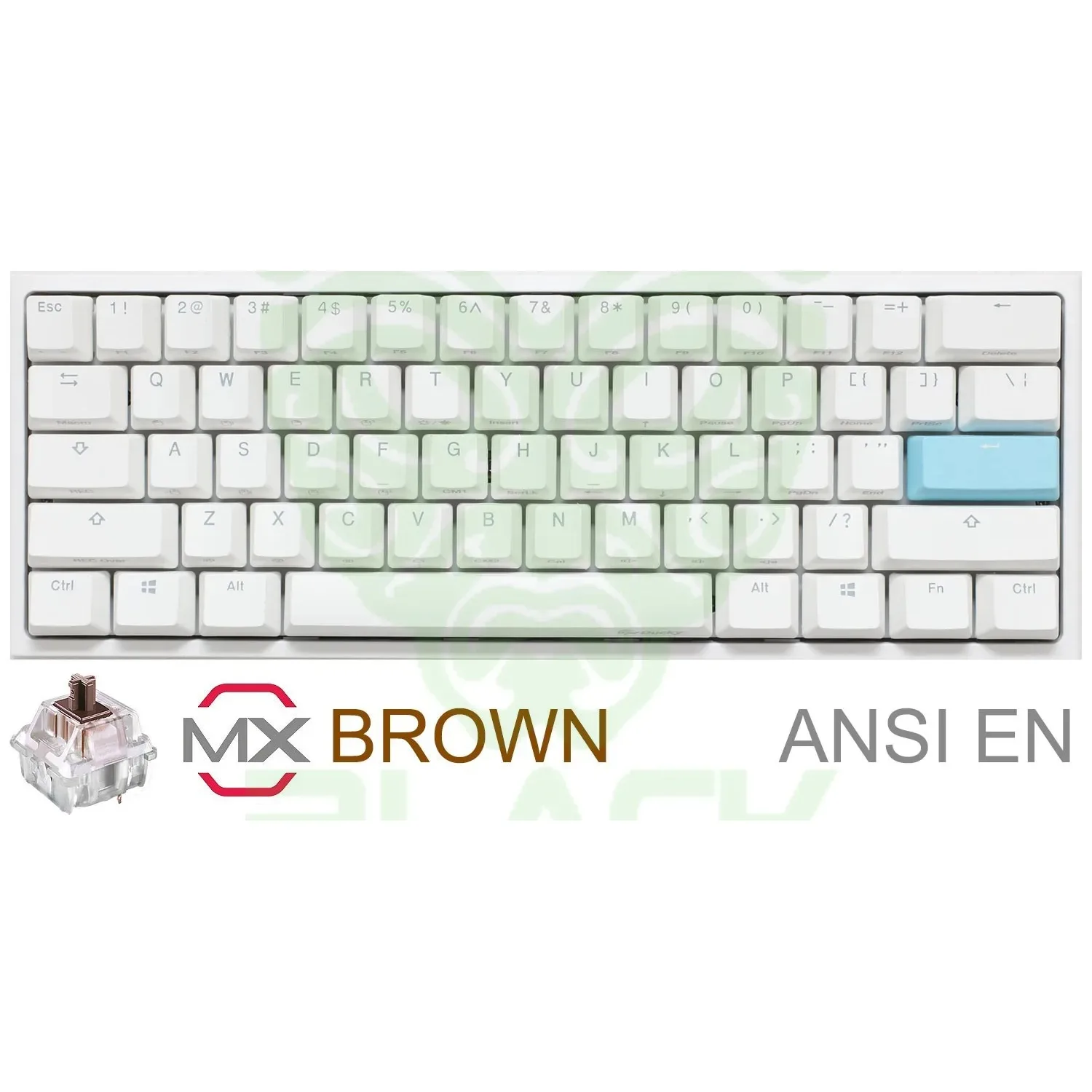 TECLADO GAMER DUCKY ONE 2 MINI PURE WHITE RGB CHERRY BROWN RGB DOUBLE-SHOT PBT MECANICO