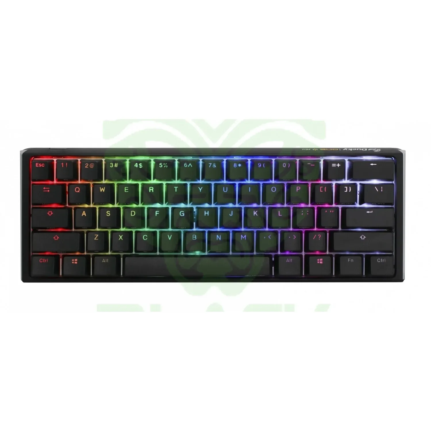 TECLADO MECANICO DUCKY ONE 3 MINI TECLAS NEGRAS INTERRUPTOR MARRON INGLES PBT DOBLE DISPARO SIN COSTURAS NEGRO Y BLANCO