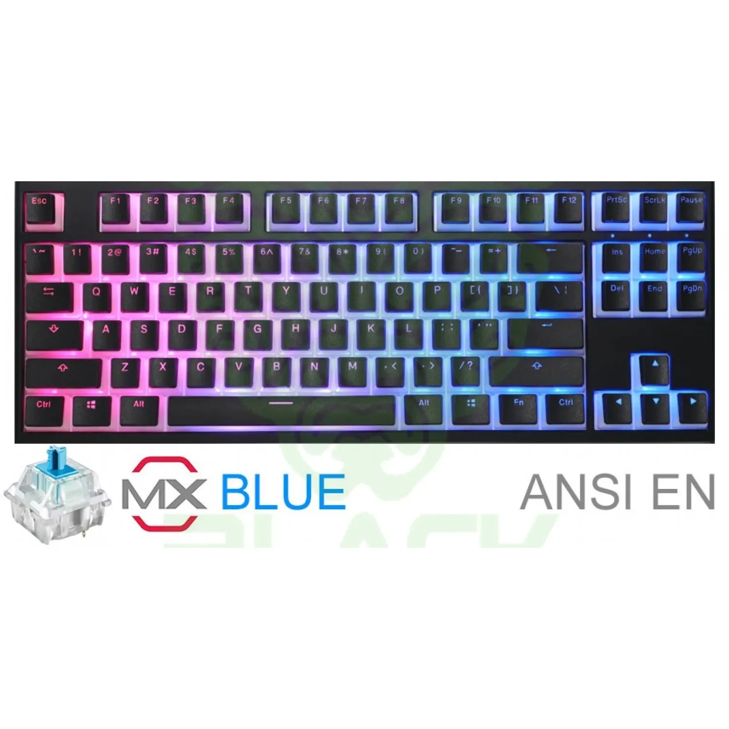 TECLADO GAMER DUCKY ONE 2 RGB TKL PUDDING EDITION RGB LED CHERRY MX BLUE DOUBLE SHOT