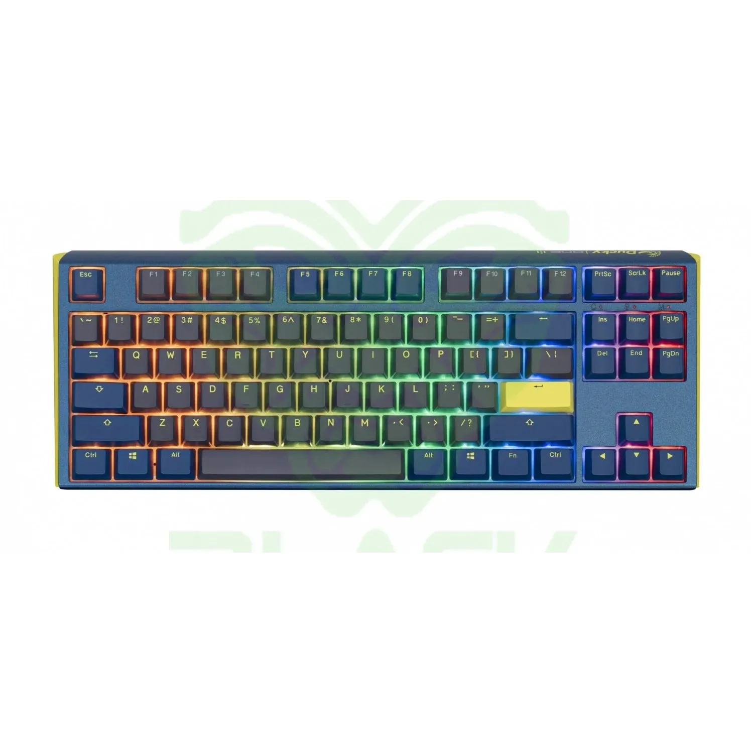 TECLADO MECANICO DUCKY ONE 3 TKL DAYBREAK TECLAS AZULES INTERRUPTOR AZUL INGLES PBT DOBLE DISPARO SIN COSTURAS ESTUCHE SUPERIOR AZUL ESTUCHE INFERIOR