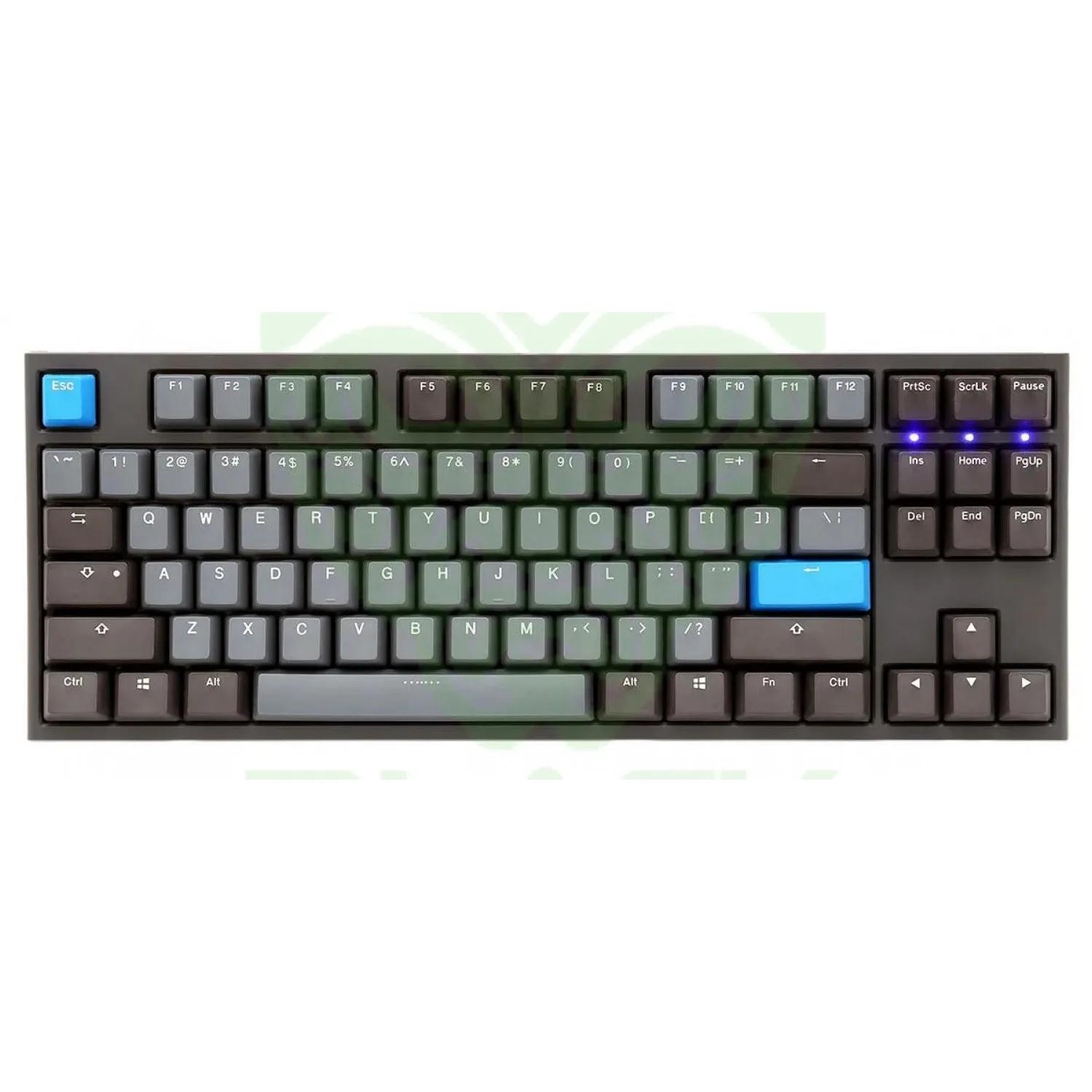 TECLADO MECANICO DUCKY ONE 2 TKL SKYLINE TECLAS GRIS OSCURO INTERRUPTOR ROJO INGLES PBT DOBLE DISPARO SIN COSTURAS ESTUCHE GRIS SIN LED