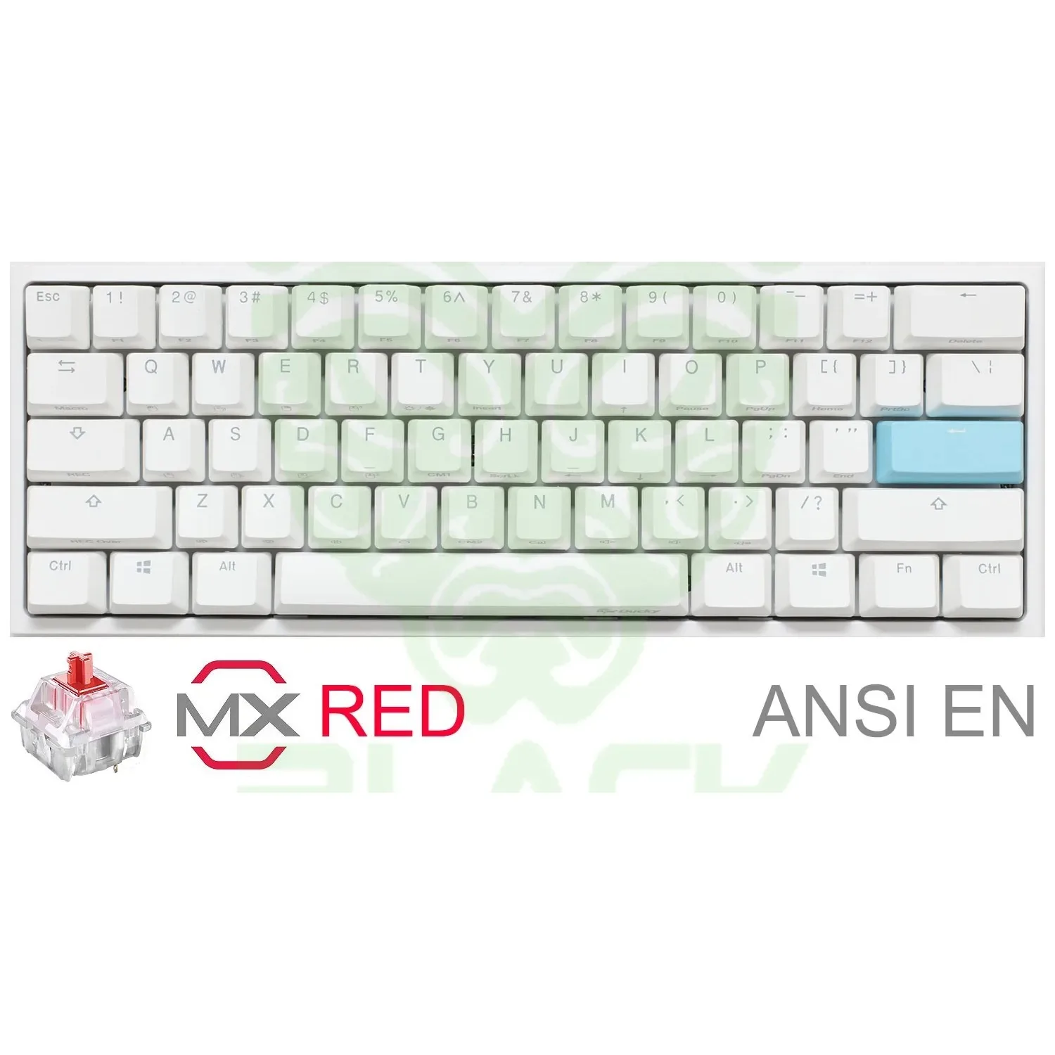 TECLADO GAMER DUCKY ONE 2 MINI PURE WHITE RGB VERSION GAMING CHERRY MX RED DOUBLE-SHOT PBT MECANICO