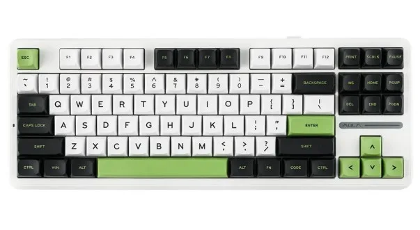 Perifericos Teclado Gamer AULA F87  BLACK WHITE GREEN 80% F87 B/WH/GR WIRED 80%