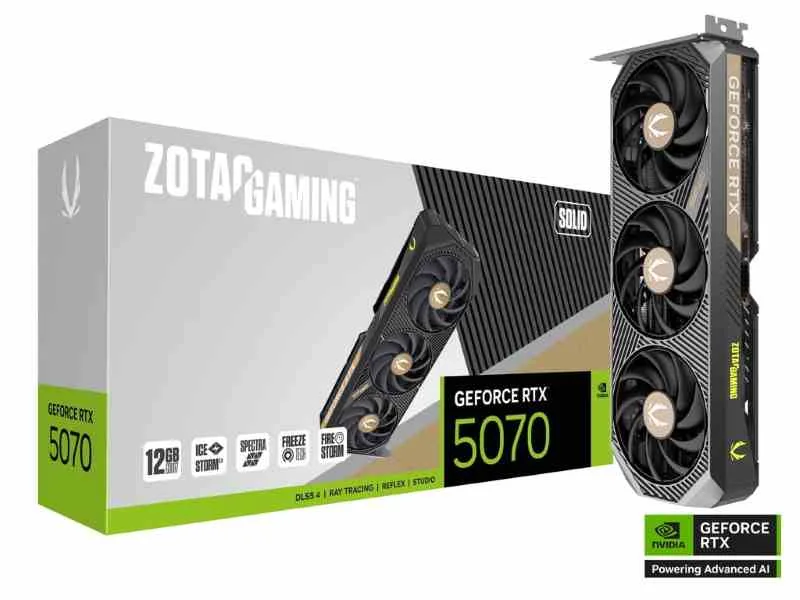 Placa De Video Nvidia ZOTAC 5070 12GB SOLID DC RTX 5070 12GB DC