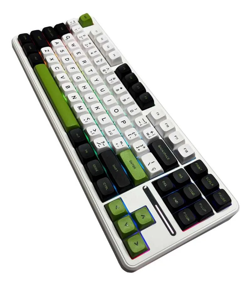 Perifericos Teclado Gamer AULA F87 PRO WHITE  BLACK GREEN TKL F87 PRO WHITE  BLACK GREE