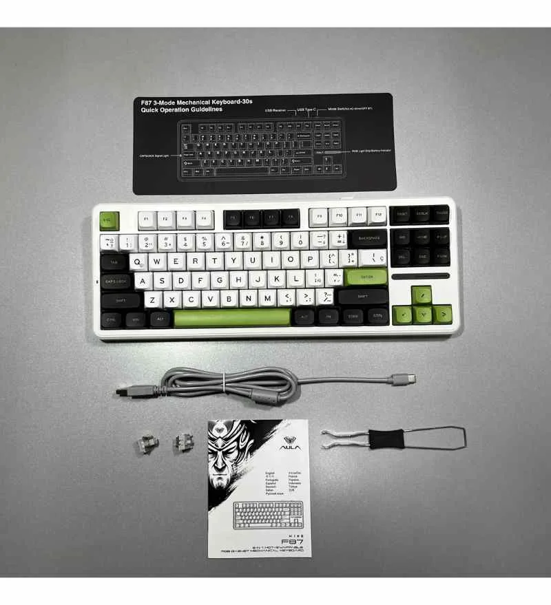 Perifericos Teclado Gamer AULA F87 PRO WHITE  BLACK GREEN TKL F87 PRO WHITE  BLACK GREE