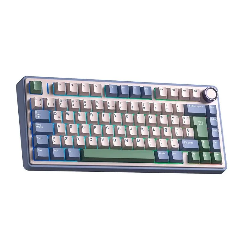 Perifericos Teclado Gamer AULA F75 PURPLE BEIGE GREEN 75% RGB F75 REAPER SWITCH