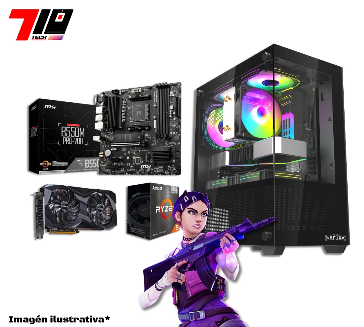 Pc Gamer Ryzen 5 5500 + Rx6700xt 12gb + 16gb De Ram