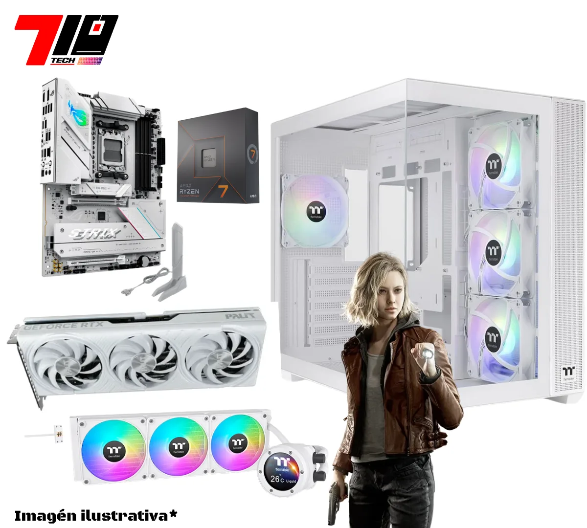 Pc Gamer Am5 Ryzen 7 7700 + Rtx 5070 12gb + 32gb Ram White Pro