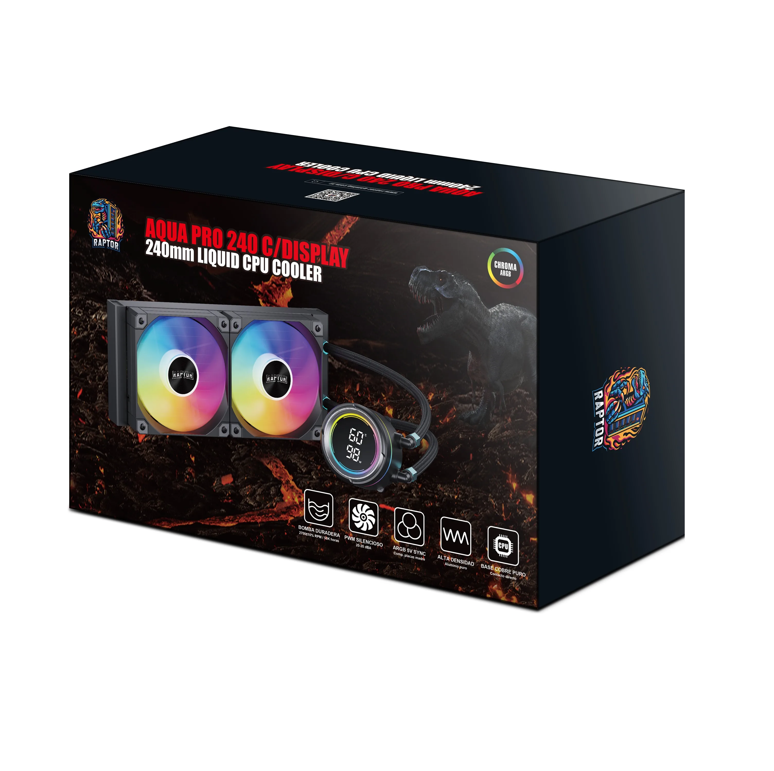 Water Cooling Raptor Aqua Pro 240 Display 2x Cpu Cooler 240mm