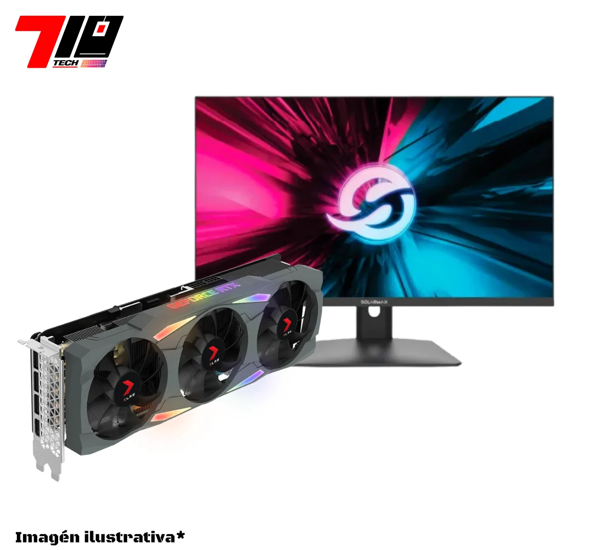 Rtx 3080 10gb (usada) + Monitor Solarmax 24 Fhd 180hz 1ms Free Sync Negro