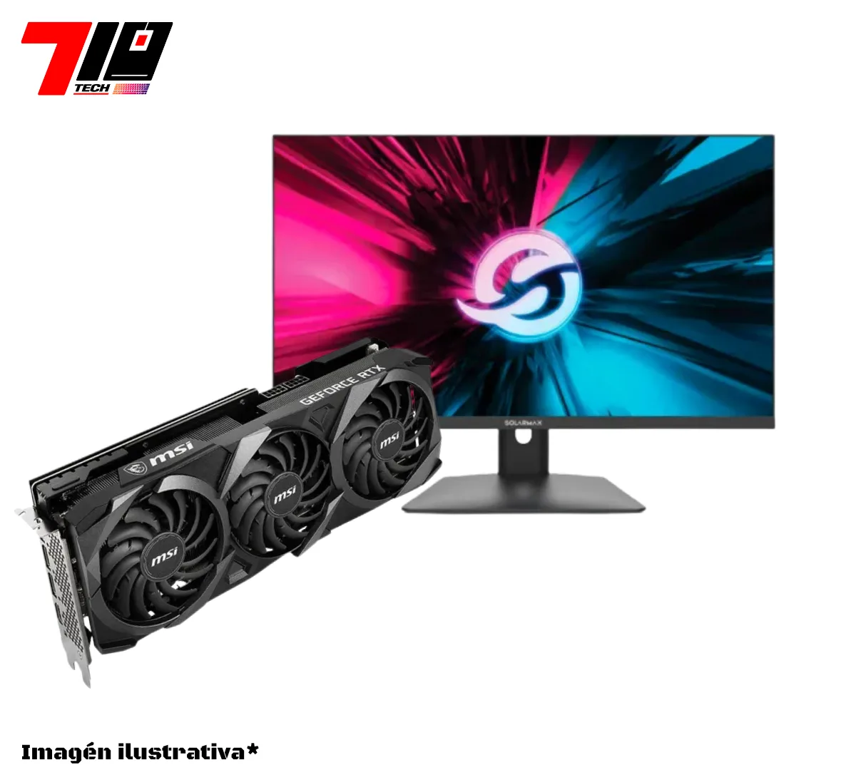 Rtx 3070 Ti 8gb (usada) + Monitor Solarmax 24 Fhd 180hz 1ms Free Sync Negro