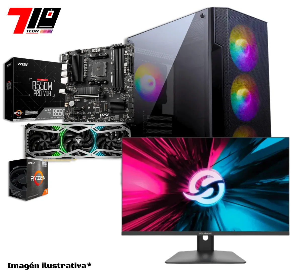 Pc Gamer Ryzen 7 5700 + Rtx 3070 8gb + 16gb Ram + Monitor Solarmax 24 Fhd 180hz 1ms