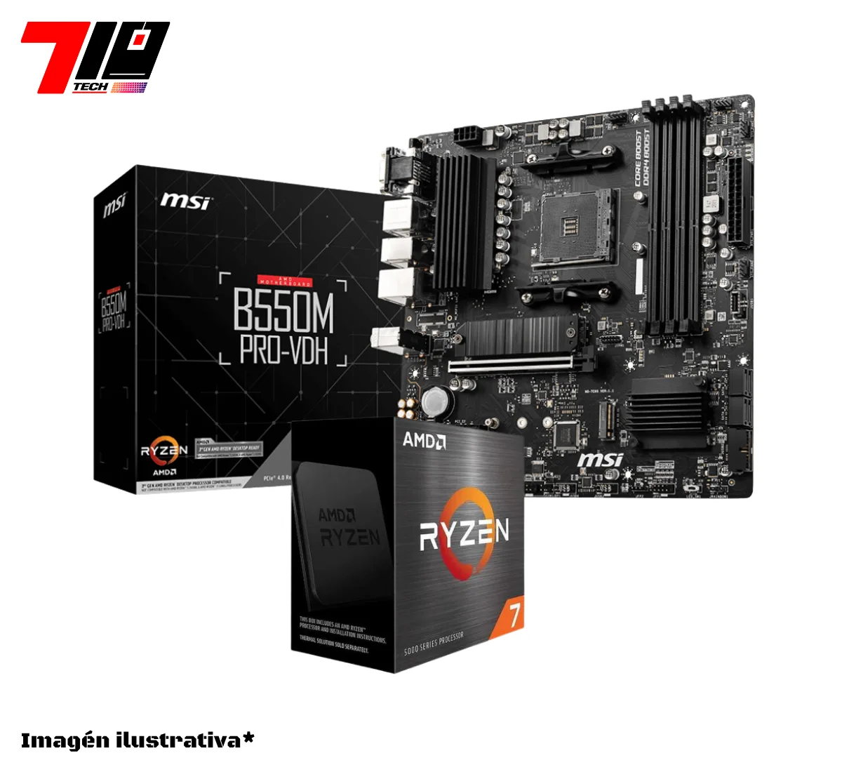 Procesador Ryzen 7 5700x + Mother Msi B550m Pro Vdh Am4