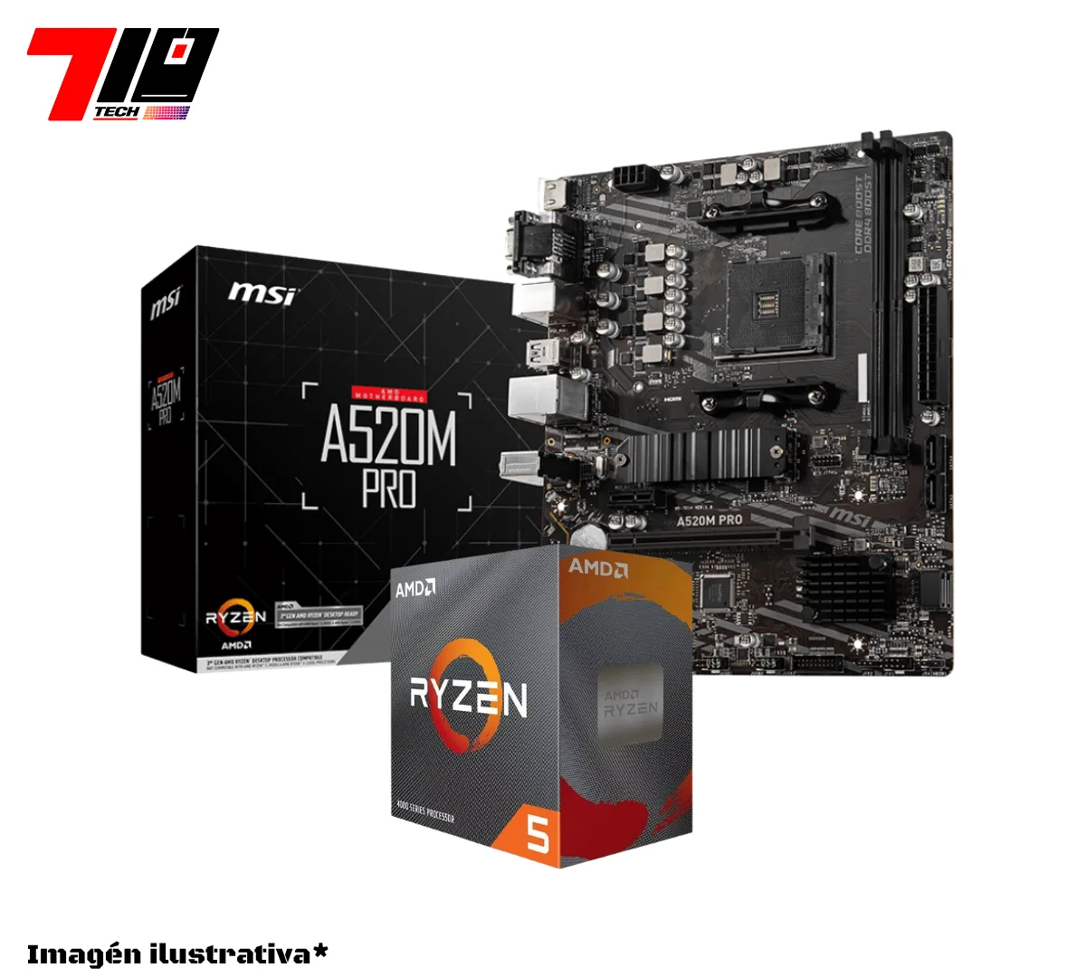 Procesador Ryzen 5 4500 + Mother Msi A520m Pro Am4