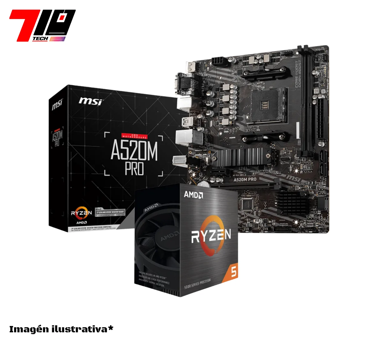 Procesador Ryzen 5 5500 + Mother Msi A520m Pro Am4
