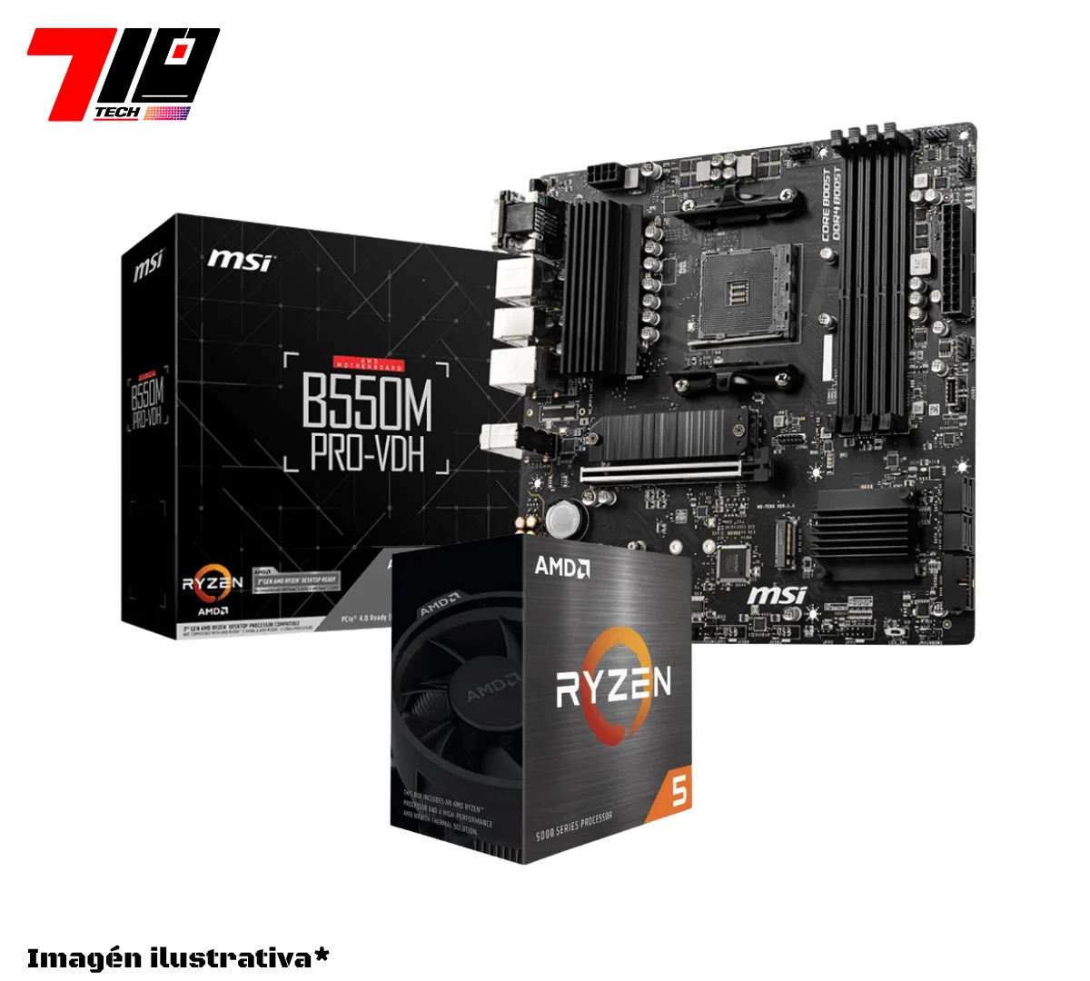 Procesador Ryzen 5 5500 + Mother Msi B550m Pro Vdh Am4