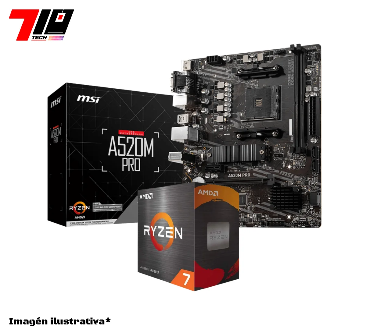 Procesador Ryzen 7 5700 + Mother Msi A520m Pro Am4