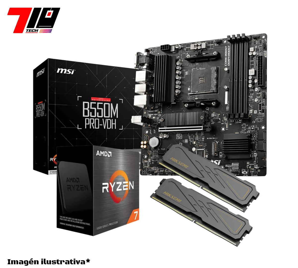 Procesador Ryzen 7 5700x + Mother Msi B550m Pro Vdh Ddr4 Am4 + 32gb Ram Ddr4